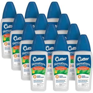 imageCutter Skinsations Insect Repellent 12 Pack Mosquito Repellent Repels Mosquitos Ticks Gnats Fleas 7 DEET 6 fl Ounce Pump Spray6 Oz